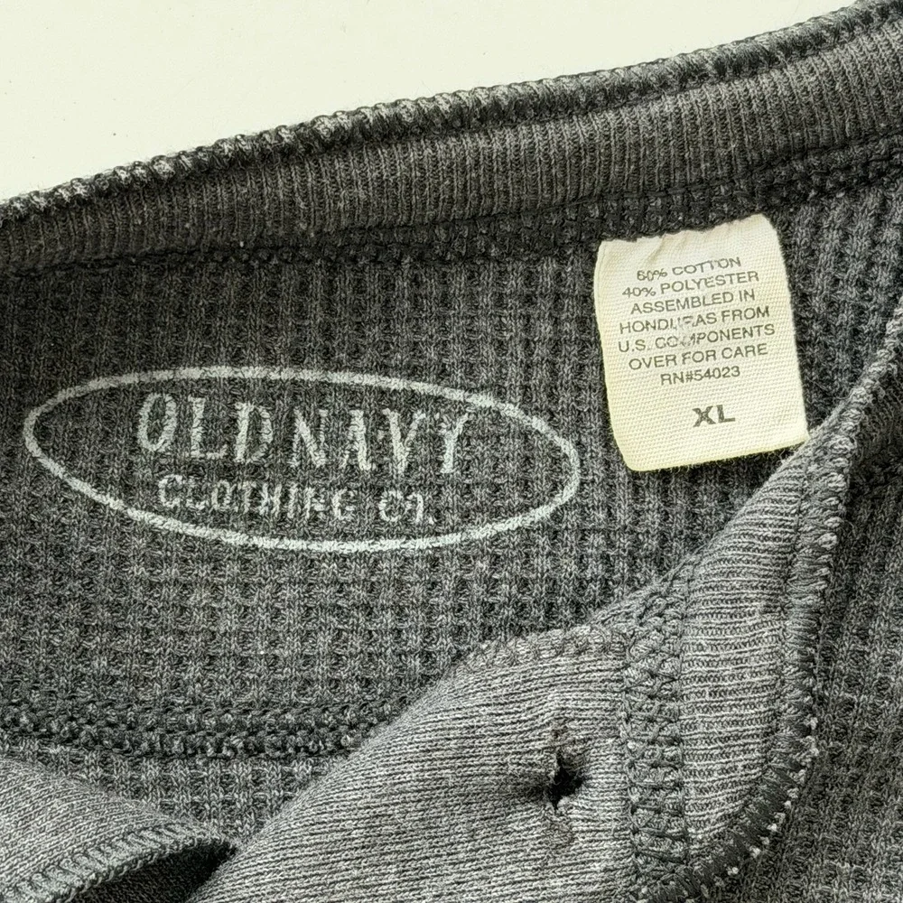 Vintage Thermal Henley Mens XL Charcoal Gray Dexter Morgan Kill Shirt Y2K Grunge